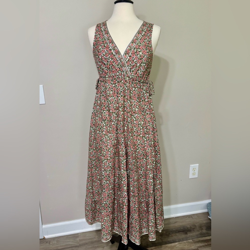 Max Studio Pink and Green Floral Midi Dress - Picture 2 of 8